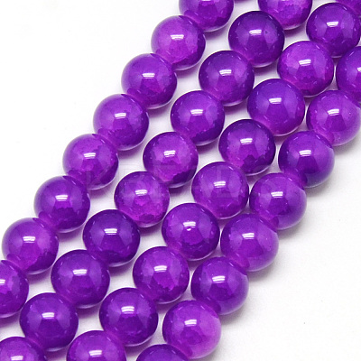 Baking Paint Crackle Glass Bead Strands X-DGLA-Q023-8mm-YS12-1