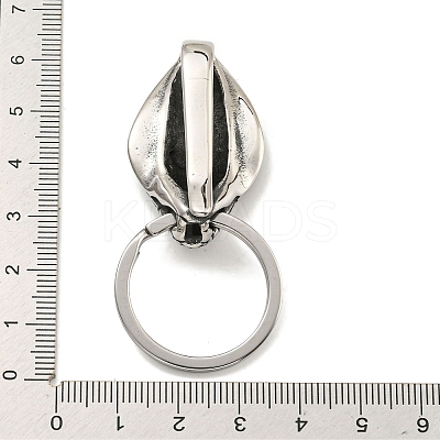 Tibetan Style 316 Surgical Stainless Steel Fittings with 304 Stainless Steel Key Ring FIND-Q101-02AS-1