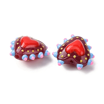 Baking Paint Glass Bumpy Beads Heart LAMP-V001-09H-1