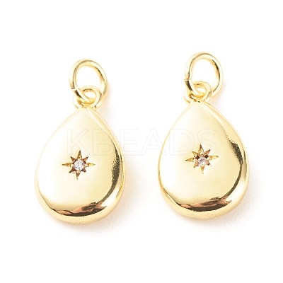 Brass Micro Pave Clear Cubic Zirconia Pendants ZIRC-P094-10G-RS-1