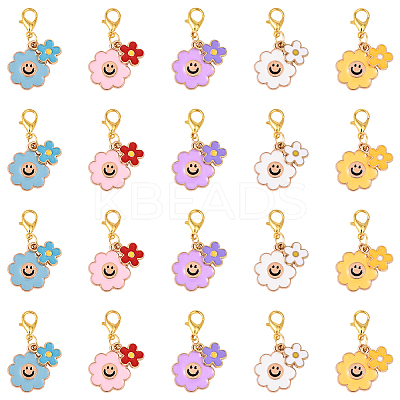 40Pcs 5 Colors Alloy Enamel Pendant Decorations HJEW-YW00159-1