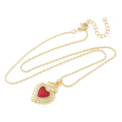 Brass Micro Pave Clear Cubic Zirconia Scared Heart Pendant Necklaces NJEW-D306-05G-1