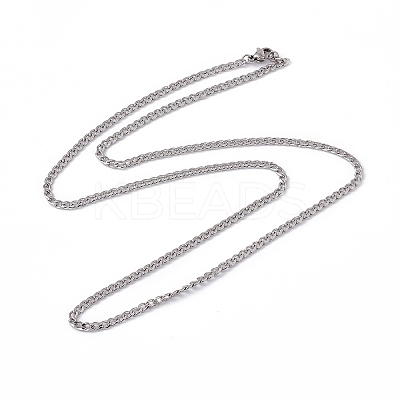 Non-Tarnish 201 Stainless Steel Curb Chain Necklace for Women Men NJEW-P268-A38-1X5-1
