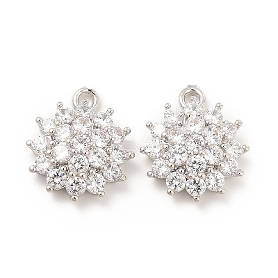 Brass Micro Pave Clear Cubic Zirconia Pendants KK-E071-11P-1