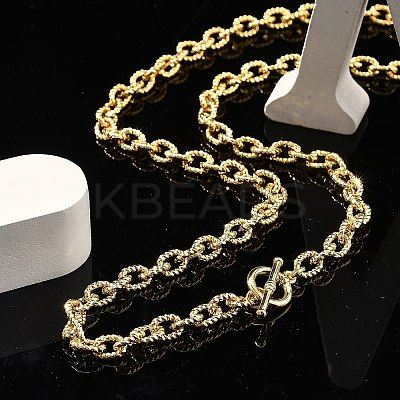 Brass Twisted Cable Chain Necklaces with OT Clasps for Men Women NJEW-G160-11G-1