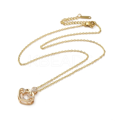 Brass Micro Pave Cubic Zirconia Pendant Necklaces for Women NJEW-E106-04KCG-01-1