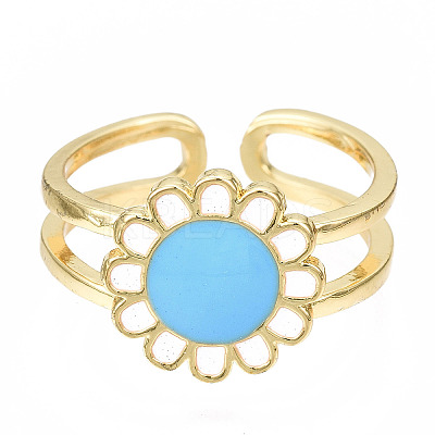 Brass Enamel Cuff Rings RJEW-S045-114-NR-1