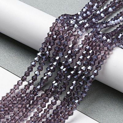 Transparent Electroplate Glass Beads Strands LS-GLAA-F029-4mm-C04-1