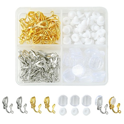 40Pcs 2 Color Iron Clip-on Earring Findings KK-FS0001-27-1