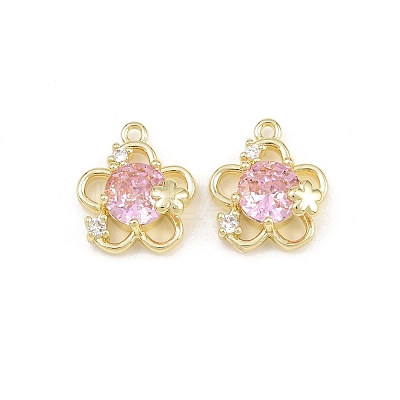 Brass Pave Pearl Pink Cubic Zirconia Pendants CU-CBA8124-01C-G-1
