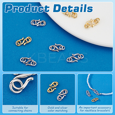 10Pcs 2 Colors 999 Fine Silver S Clasps STAS-PH0006-24-1