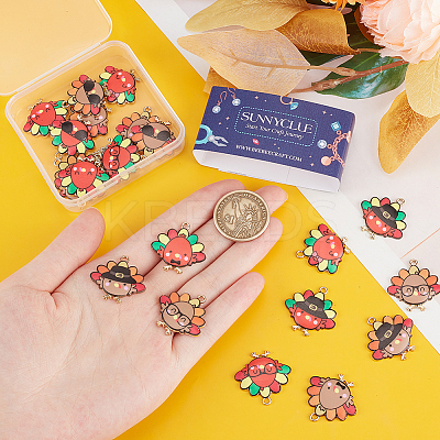 24Pcs 12 Styles Thanksgiving Day Cute Printed Alloy Pendants ENAM-SC0005-20-1