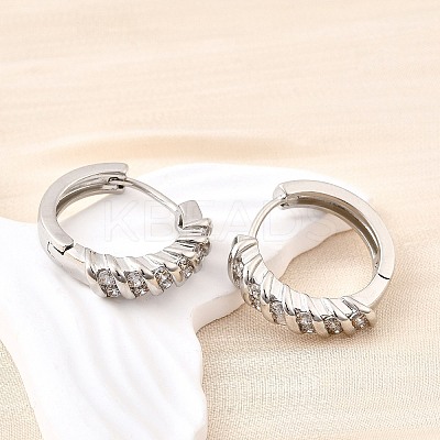Brass Micro Pave Clear Cubic Zirconia Hoop Earrings EJEW-Z121-13P-1