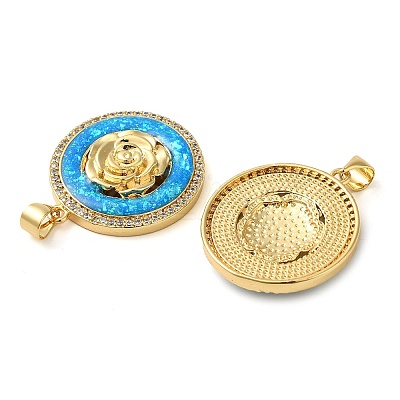 Rack Plating Brass Micro Pave Cubic Zirconia Pendants KK-P268-11B-G-1