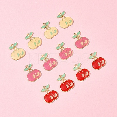 12Pcs 3 Colors Light Gold Plated Alloy Enamel Pendants FIND-FS0002-83-1