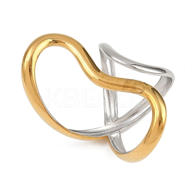 Adjustable 304 Stainless Steel Cuff Rings for Women LS-RJEW-B135-01GP-09-1