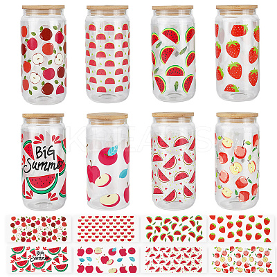 8Pcs 8 Styles PVC Plastic Waterproof Decorative Sticker Labels DIY-SP0004-93D-1