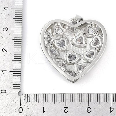 Rack Plating Heart Brass Micro Pave Clear Cubic Zirconia Pendants KK-P287-37P-1