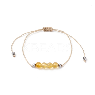 3Pcs 3 Style Natural Citrine Braided Bead Bracelets Set BJEW-JB09334-06-1