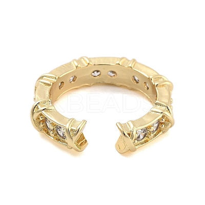 Clear Cubic Zirconia Open Cuff Rings RJEW-U002-09G-1