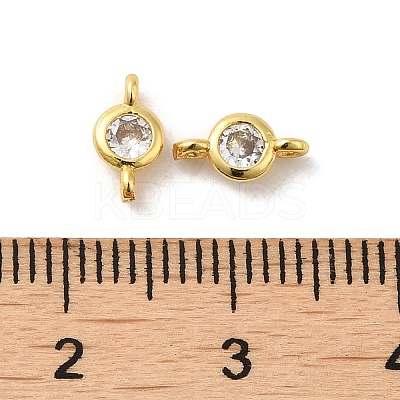 Rack Plating Brass Pave Clear Cubic Zirconia Connector Charms LS-KK-G477-02G-1