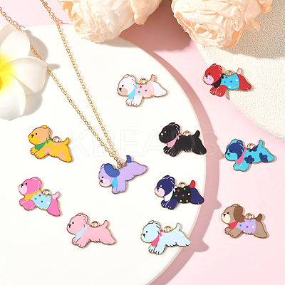 24Pcs 12 Colors Zinc Alloy Enamel Pendants ENAM-SC0007-28-1