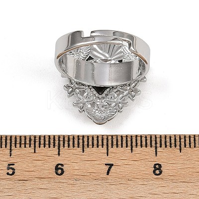 304 Stainless Steel Heart Adjustable Finger Rings for Women RJEW-A074-07P-1