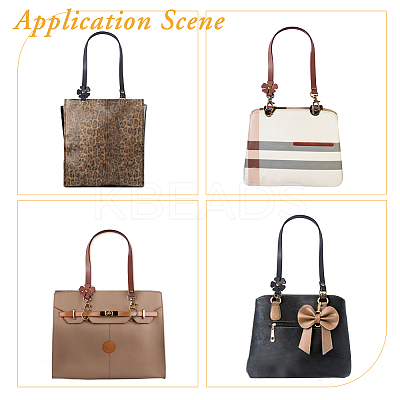 6Pcs 3 Colors Flower End Cowhide Leather Bag Handles FIND-HY0002-31-1
