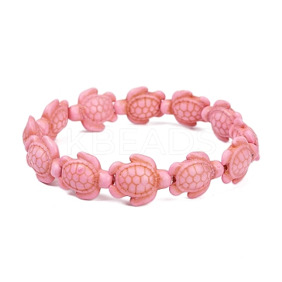 Tortoise Synthetic Turquoise Beads Stretch Bracelets for Women BJEW-JB11691-1