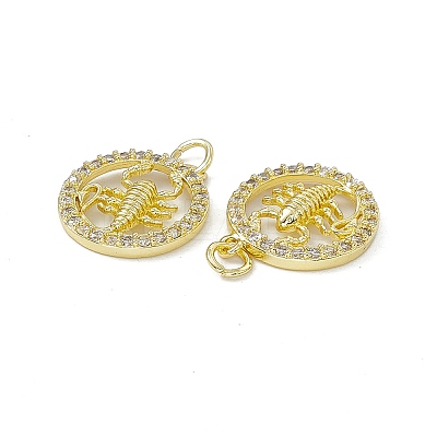 Real 18K Gold Plated Brass Micro Pave Clear Cubic Zirconia Pendants KK-E068-VB409-8-1