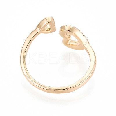 Brass Micro Pave Cubic Zirconia Cuff Rings for Women KK-T071-73G-1