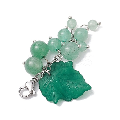 Grape Natural Green Aventurine Pendant Decorations HJEW-TA00266-03-1