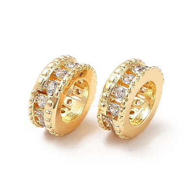 Brass Micro Pave Cubic Zirconia European Beads KK-M233-35G-1