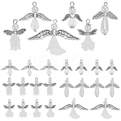 48Pcs 6 Style Alloy & Acrylic & Glass Pendants PALLOY-AR00032-1