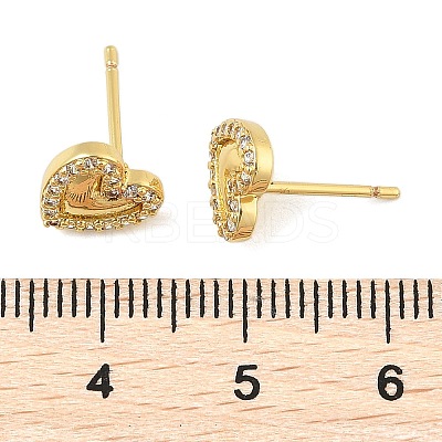 Brass Micro Pave Clear Cubic Zirconia Stud Earrings EJEW-R016-26G-05-1