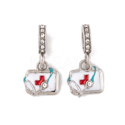 Rack Plating Alloy Crystal Rhinestone European Dangle Charms FIND-C055-24P-1