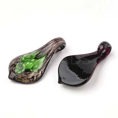 Handmade Gold Sand Lampwork Big Pendants LAMP-S189-18-B-1