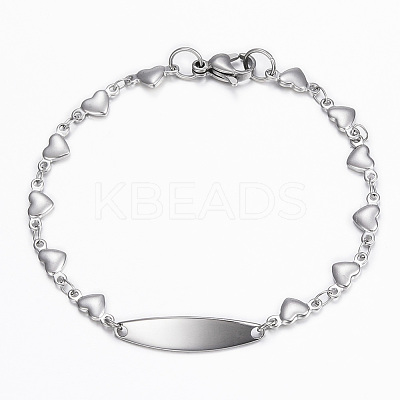 Tarnish Resistant 304 Stainless Steel ID Bracelets BJEW-H520-11P-1