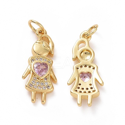 Brass Cubic Zirconia Pendants ZIRC-I062-01G-1