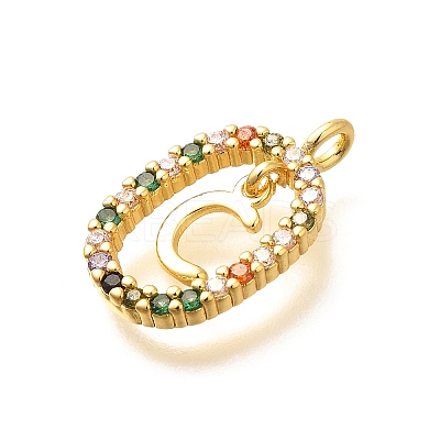 Brass Micro Pave Cubic Zirconia Pendants ZIRC-P123-01G-C02-1