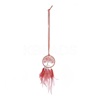 Iron Woven Web/Net with Feather Pendant Decorations LS-AJEW-P097-11-1