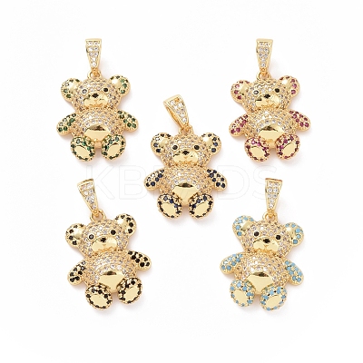 Brass Cubic Zirconia Pendants ZIRC-K089-16G-1