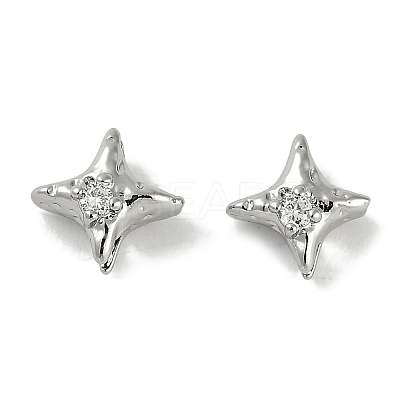 Brass Micro Pave Cubic Zirconia Beads KK-P283-21P-1