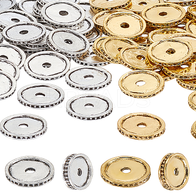 80Pcs 2 Colors Tibetan Style Alloy Spacer Beads FIND-LP0001-51-1