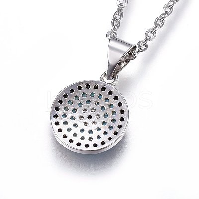 Brass Pave Cubic Zirconia Pendant Necklaces NJEW-L146-02P-1