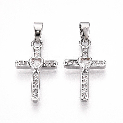 Brass Micro Pave Cubic Zirconia Pendants KK-T070-77P-1