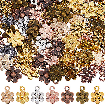 140Pcs 7 Colors Tibetan Style Alloy Pendants FIND-SC0016-25-1