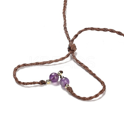 Natural Amethyst Tortoise Pendant Necklace NJEW-K258-02G-1
