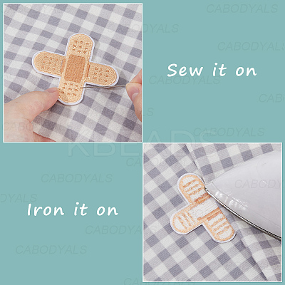 24Pcs 3 Styles Adhesive Bandage Shape Medical Theme Non-Woven Fabrics Computerized Embroidery Cloth Iron on/Sew on Patches PATC-CY0001-34-1