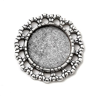 Tibetan Style Alloy Pendant Cabochon Settings TIBEP-N003-73AS-1